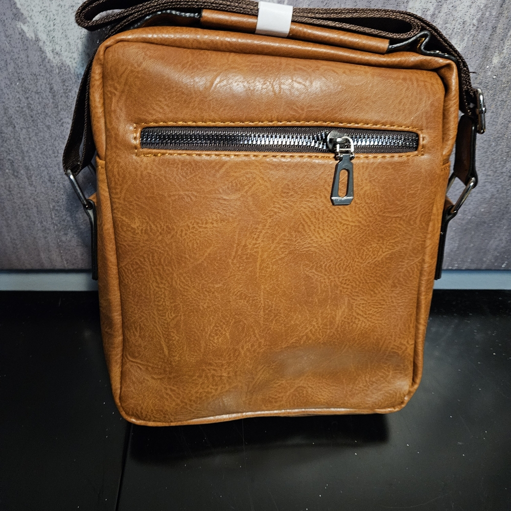 Weixier Tan Leather Men's Messenger Bag - Picture 2 of 2